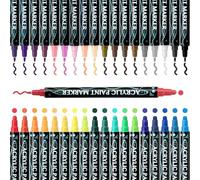 Tewzafiya Marqueurs acryliques, 36 couleurs stylos peinture acrylique - 36 pièces, ensemble dessin art artisanat, matériaux pour bois, toile, pierre, verre, céramique, métal, tissu roche papier