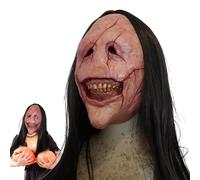 Tewzafiya Masque effrayant - Accessoire de tête pour - Masque d'Halloween effrayant avec cheveux longs et dents pour cosplay, scène, film d'horreur, adultes, spectacles en plein air