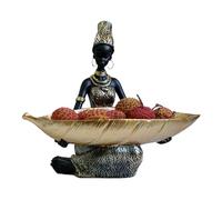 Tewzafiya Plateau à fruits, motif femme africaine, plateau de service pour bonbons, table décorative en résine pour célébrations, mariages, réceptions et présentation de restaurant