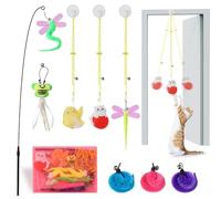 Tewzafiya Plumes de Chat, Jouet en Plumes de Chat - Interactive Toys Retractable Cat Wand | 9 x Teaser de Remplacement avec Cloche et à Chat, récepteur de Jeux d'intérieur pour Jeu d'exercice