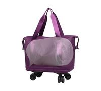 Tewzafiya Sac de Voyage avec roulettes, kit de valises rotatives pour Voyage avec séparation Humide sèche légère avec roulettes pivotantes 360° Compartiments séparés secs et humides, Aubergine,