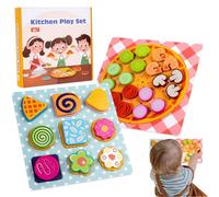 Tewzafiya Smorting de, puzzle de | Emborçage et correspondance des jouets,Conception de biscuits à pizza à moteur fin en bois pour la maternelle d'âge scolaire