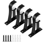 Tewzafiya Supports à tiges drapées, support à tige drapée | Ensemble de support de canne mural à mur de 4,pour tringles à rideaux, crochets pour ailes de veinage décoratives de 1 pouce pour salle de