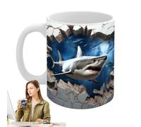 Tewzafiya Tasse de requin, tasse à café - Tasse à eau de requin en céramique - Tasse à café créative Tasses à thé Conteneur Tasse d'eau décorative pour, Amateurs de thé au lait et du thé