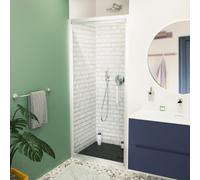 TEX-C Porte de douche 90x195cm ouverture gain de place anticalcaire avec profilés chrome brillant (SATTEXC90CRT)