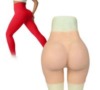 Tex-Eorey Culotte en Silicone À Ouverture À l'entrejambe Faux Hanches Et Fessier sous Vêtement Rembourré pour Travestis Et Personnes Transgenres,Wheat(0.8cm)