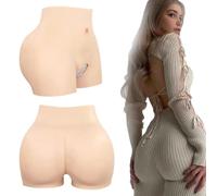 Tex-Eorey Culotte en Silicone pour Travestissement avec Entrejambe Ouvert, Short De Renforcement des Hanches Et des Fesses, Shapewear Épaississant pour Femmes,Marron