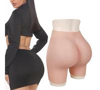 Tex-Eorey Pantalon De Fesses en Silicone Faux Fesses Entrejambe Ouvert Hanche Enhancer Shapewear Culottes sous-Vêtements Femmes Doux,Marron,One Size