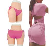 Tex-Eorey Pantalon en Silicone Travesti Fausse Chatte Pénétrable avec Lève-Fesses Et Culotte Gaff De Rentrée Mâle À Femme pour Transgenre,White(Upgrades)