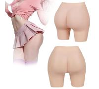 Tex-Eorey Shorts D'amélioration des Fesses en Silicone, Rehausseur De Hanches, Culotte Ouverte À l'entrejambe pour Transgenres, Drag Queens, Usage Quotidien,Wheat,One Size
