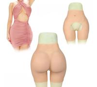 Tex-Eorey Silicone Faux Fesses Culotte Réaliste Ouvert Entrejambe Fesses Lift sous-Vêtements Hip Enhancer Culotte pour Femme Cosplay,White (1.2cm)
