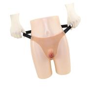 Tex-Eorey Vagin Artificiel Réaliste en Silicone Culotte pour Crossdressers Insert String pour Hommes Haff Gaff Camel Toe pour Transgenres,Ivoire,One Size