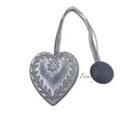 Tex family Aimant de rideau en bois avec aimants pour rideaux en forme de cœur shabby gris