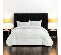 Tex family Couette d'hiver pour lit double tressé, effet plume, chaude et douce, en velours de luxe, rembourrage 280 g, 260 x 260 cm, crème