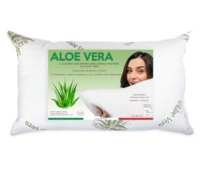 Tex family Coussin de lit Aloe Vera avec taie d'oreiller, hypoallergénique, antibactérien, anti-acariens, rembourrage en fibres et coton, 42 x 72 cm, épaisseur 20 cm