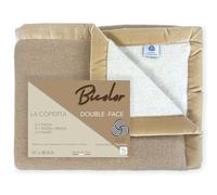 Tex family Couverture en laine - Bicolor - pure laine vierge - douce et chaude - Beige clair/foncé - Lit simple 1 place - 150 x 210 cm