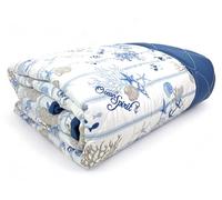 tex family Couvre-lit matelassé nœud de mer coraux et Coquillages avec Fond rayé, fabriqué en Italie, 1 Place et demie