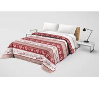 tex family Couvre-lit matelassé Tyrolien Rouge, Fabriqué en Italie - Modèle Germagnano, Lit Carré et Demi 210 x 260 cm