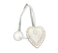 Tex Family Embrasse de rideau aimantée, en bois, en forme de cœur style shabby, blanc