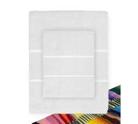tex family - Ensemble de serviettes éponge avec une bande de toile Aïda à broder au point de croix, composé de 1 essuie-main et de 1 serviette invité - Fils de broderie en cadeau - Blanc