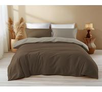 Tex family Housse de couette double face marron/taupe - 100 % coton, doux et respirant, fabriqué en Italie - 155 x 200 cm