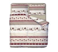 Tex Family Housse de couette tyrolienne, modèle Valbadia rouge, motif montagne, pour lit 1 place, 155 cm x 200 cm