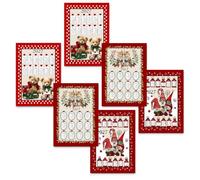 Tex Family Lot de 6 torchons Calendrier 2026 de Noël en Pur Coton imprimé en Haute définition, Taille Maxi Assortiment B