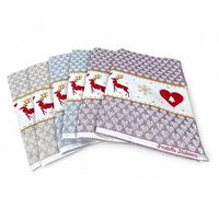 Tex family Lot de 6 torchons de cuisine en coton Jacquard Noël 50 x 80 cm, haute absorption, 3 couleurs assorties, fabriqué en Italie