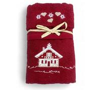 tex family Lot de Serviettes Éponge Pur Coton 100% - 1 Serviette 60x110 + 1 Invité 40x60 - 500 g/m², Brodées, Douces et Absorbantes - Made in Italy - Maisonnette Bordeaux