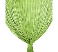 tex family Mariel Rideau de Porte à Fils en Polyester Doux, Barre PVC, Silencieux, Recoupable - Vert - 140 x 230 cm