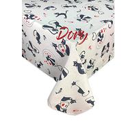 Tex family Nappe en coton lourd fabriquée en Italie - Chats design chat noir rectangulaire, lavable - élégante et résistante pour maison et restaurant - 140 x 180 x 6 personnes