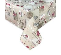 Tex family - Nappe en coton lourd fabriquée en Italie - tyrolienne CŒUR HOLLY Rectangulaire, lavable - Élégante et résistante pour la maison et le restaurant - 140 x 180 cm x 6 personnes