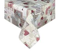 Tex family Nappe en Coton Lourd Fabriquée en Italie - Tyrolienne CŒUR MARGOT ROUGE Rectangulaire, Lavable - Élégante et Résistante pour la Maison et le Restaurant - 140 x 140 cm x 4 personnes
