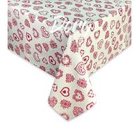 Tex family - Nappe en coton lourd fabriquée en Italie - tyrolienne CŒUR ROUGE rectangulaire, lavable - Élégante et résistante pour la maison et le restaurant - 140 x 180 cm x 6 personnes