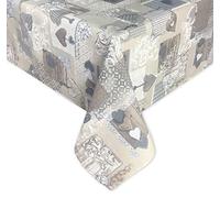 Tex family Nappe en coton lourd Made in Italy - tyrolienne CŒUR MARGOT BEIGE Rectangulaire, Lavable - Élégante et Résistante pour Maison et Restaurant - Cm. 140x240 x12 personnes