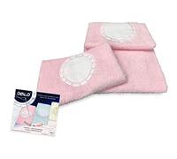 Tex Family - Oblò - Set de serviettes éponge en toile Aïda à broder au point de croix, composé d’une serviette visage et d’une serviette invité, avec sac Washy rose