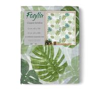 tex family Paire de Rideaux en Verre Feuille Verte 60 cm de Large pour fenêtre et Porte - Paire (2 Toiles) 60 x 240 cm