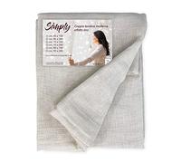 Tex family Paire de rideaux en verre moderne Simply Beige - tissu polyester bouclé semi-transparent, orlin tunnel - paire (2 toilettes) 45 x 150 cm