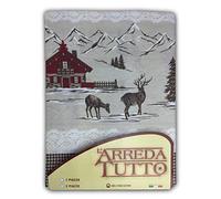 tex family Plaid d’Ameublement Couvre-Tout Grand Foulard Multi-Usage en Coton - Couvre-Lit, Protège-Canapé - Tyrol Montagne Rouge - 2 Places - Fabriqué en Italie