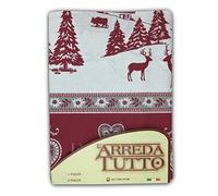 tex family Plaid d’Ameublement Couvre-Tout Grand Foulard Multi-Usage en Coton - Couvre-Lit, Protège-Canapé - Gardena Rouge - 2 Places - Fabriqué en Italie