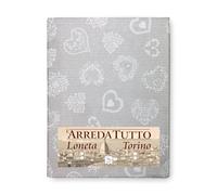 tex family Plaid d’Ameublement Couvre-Tout Grand Foulard Multi-Usage en Coton - Couvre-Lit, Protège-Canapé - Cœur Blanc - 1 Place - Fabriqué en Italie