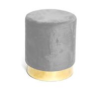 tex Family - Pouf en Velours | Base dorée élégante | Design cylindrique Moderne | Supporte jusqu'à 150 kg | Dimensions compactes Ø32 x H40 cm, Gris Clair