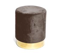 tex family - Pouf Repose-Pieds Design élégant | Velours Doux au Toucher | Base dorée raffinée | Structure Robuste jusqu'à 150 kg | Compact Ø32 x H40 cm, Marron