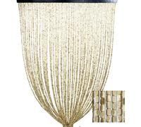 Tex family Rideau en bois beige fait à la main Nature - fils bambou 100 % naturel - tige noire - Usage intérieur - Décoration de porte et séparateur - 100 x 220 cm