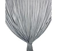 tex family Rideau Mariel © Doux à Perles en Tissu Doux Anti-Insectes Anti-Bruit à Fils Gris - 100 x 220 cm