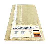 Tex family Rideau moustiquaire d'extérieur pour balcon jardin | filet anti-insectes avec franges et œillets | polyester résistant, idéal pour porte et fenêtre | 150 x 300 cm | Beige