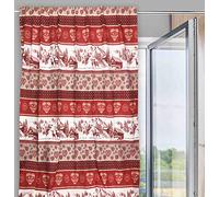 Tex Family - Rideau Tyrolien Style Montagne | Design Moderne Semi-Transparent | Adaptation Tringle et Rail | Entretien Facile, Rouge, 180 x 280 cm, Polyester