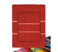 Tex family Set de serviettes éponge personnalisées avec nom en coton 100% point de croix 1+1 visage et invité - rouge