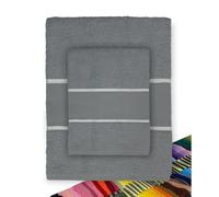 Tex family Set de serviettes éponge toile Aida à broder point de croix 1+1 visage et invité avec fil offert - Anthracite