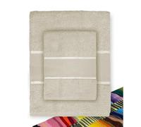 Tex family Set de serviettes éponge toile Aïda à broder point de croix 1 + 1 visage et invité avec fil offert - Taupe